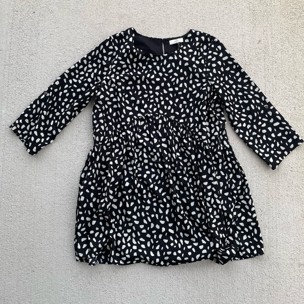 Entro Black White Abstract Print Babydoll Dress Size Small